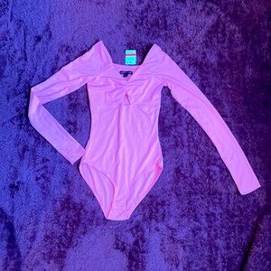 NWT XS Material Girl bubblegum pink long sleeved bodysuit
